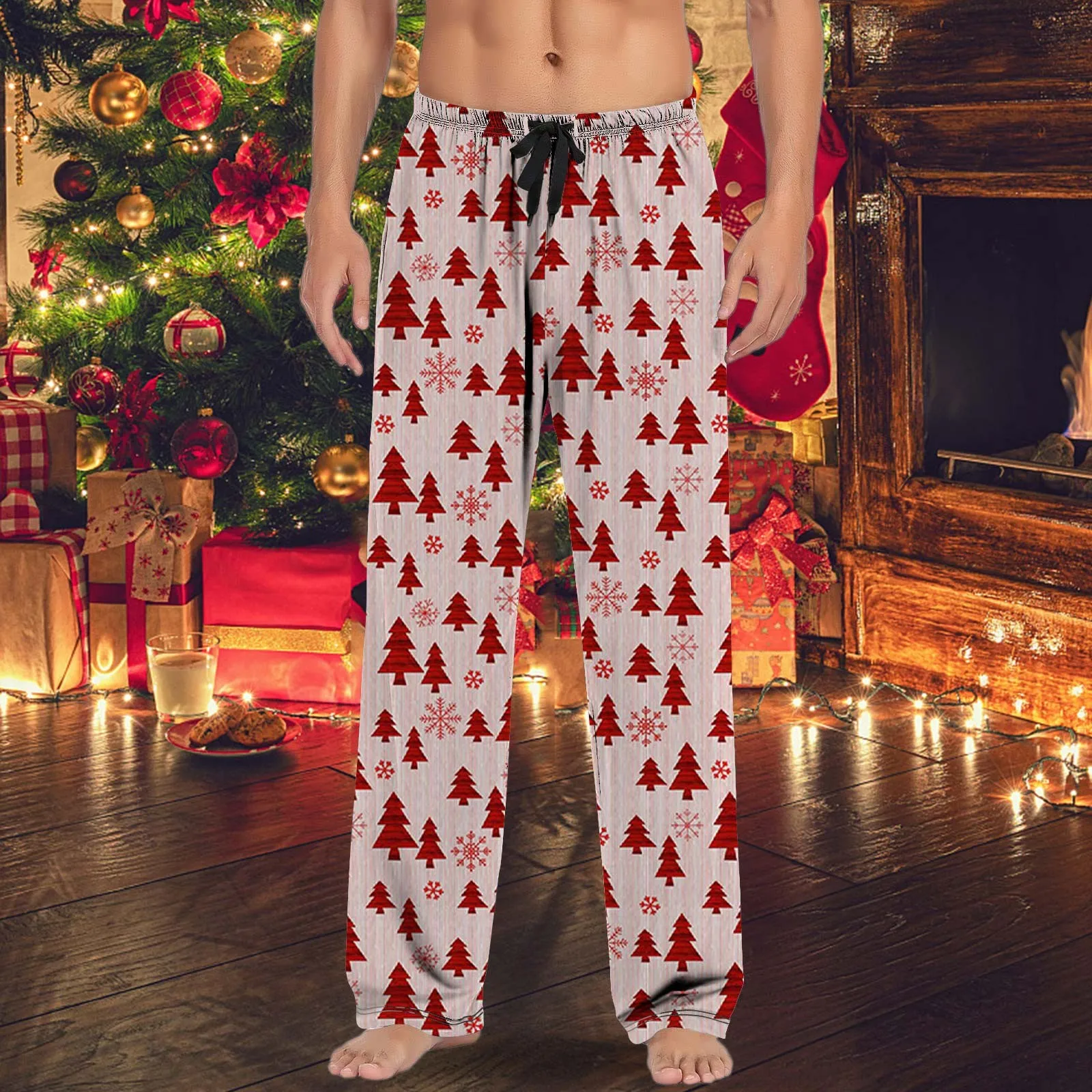 

Рождественские мужские повседневные штаны, пижамные брюки с кулиской и карманами, Рождественский подарок 13 1