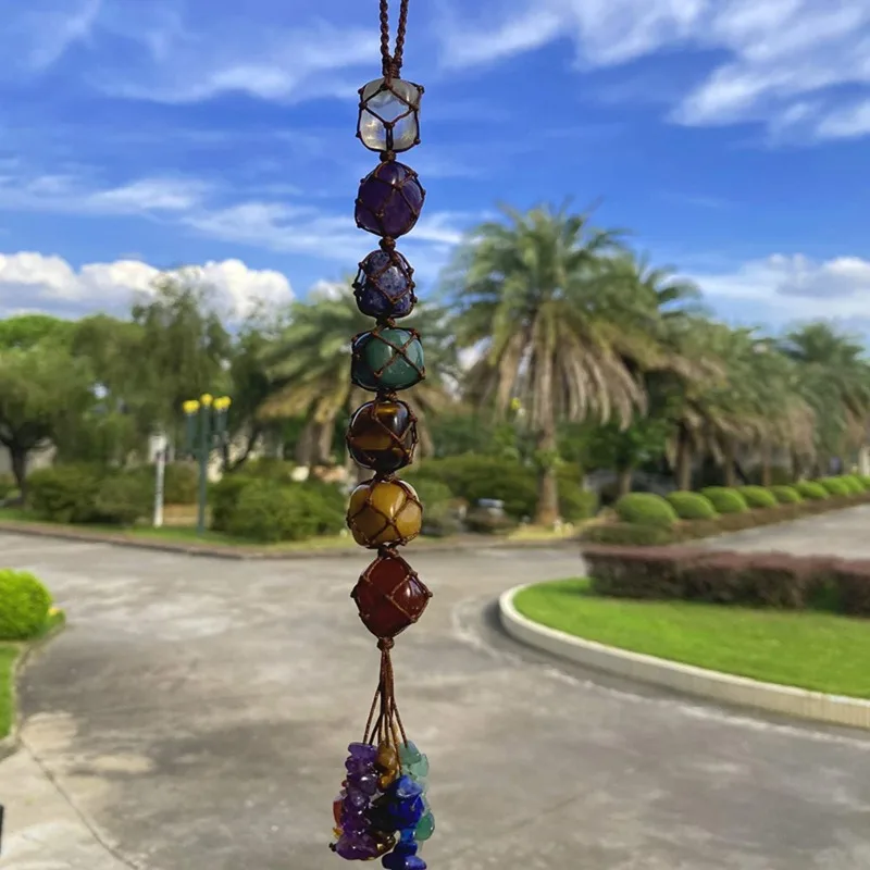 

Natural Crystal Stone Car Hanging Stone Hand Woven Ornament Stone Ornament High Quality Safety Exquisite Car Hanging Stone