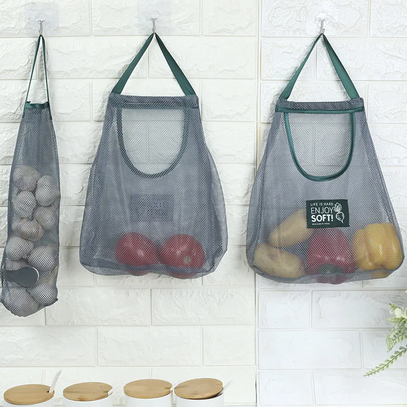 

Large Capacity Kitchen Hanging Storage Bags Multi-purpose Mesh Bag Vegetable Fruit Garage Holder Kitchen Accessories