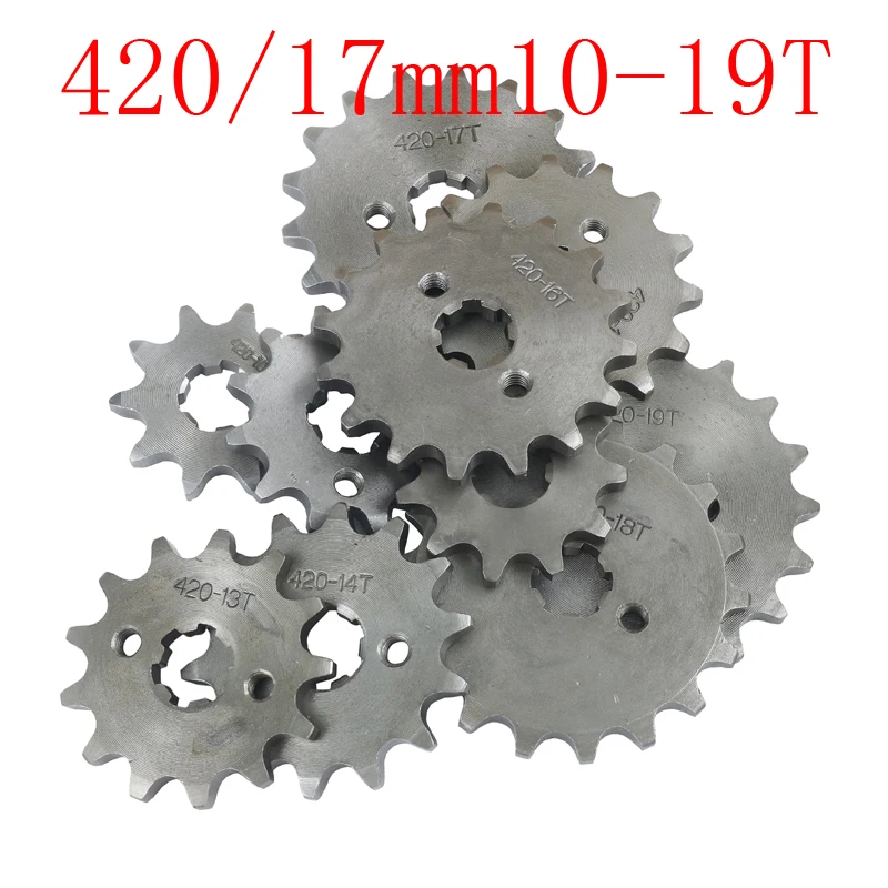 

Motorcycle Chain Sprocket 17mm 20mm 10T 11T 12T 13T 14T 15T 16T 17T 18T 19T For 50cc 70cc 90cc 110cc Front Engine 420 Sprockets
