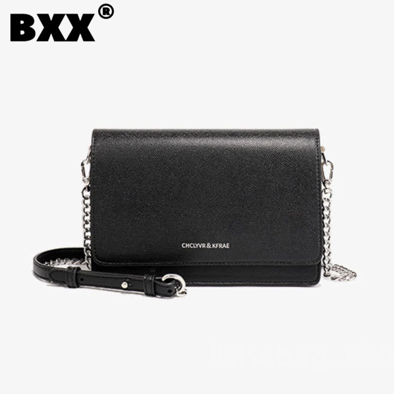 

[BXX] Fashion Versatile Black Chains Solid Color Women's Bags Elegant Temperament Shoulder Crossbody Bag Female 2023 New 8CY594