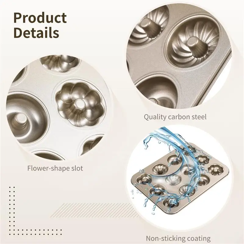 2 шт. формы для торта в форме пончика 12 слотов полоску жестяные цветочного