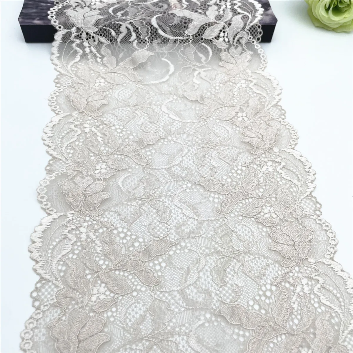 

3y/lot 21.50cm Apricot Floral Stretch Lace Trimming For Clothing Accessories Dress Sewing Applique Costume Lace Fabrics Trim