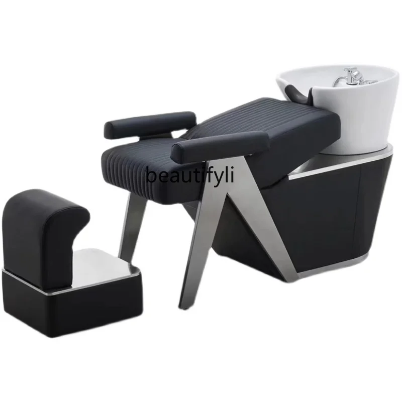 

Barber Shop Shampoo Chair Hair Salon Flushing Bed Ceramic Deep Basin for Hair Salon