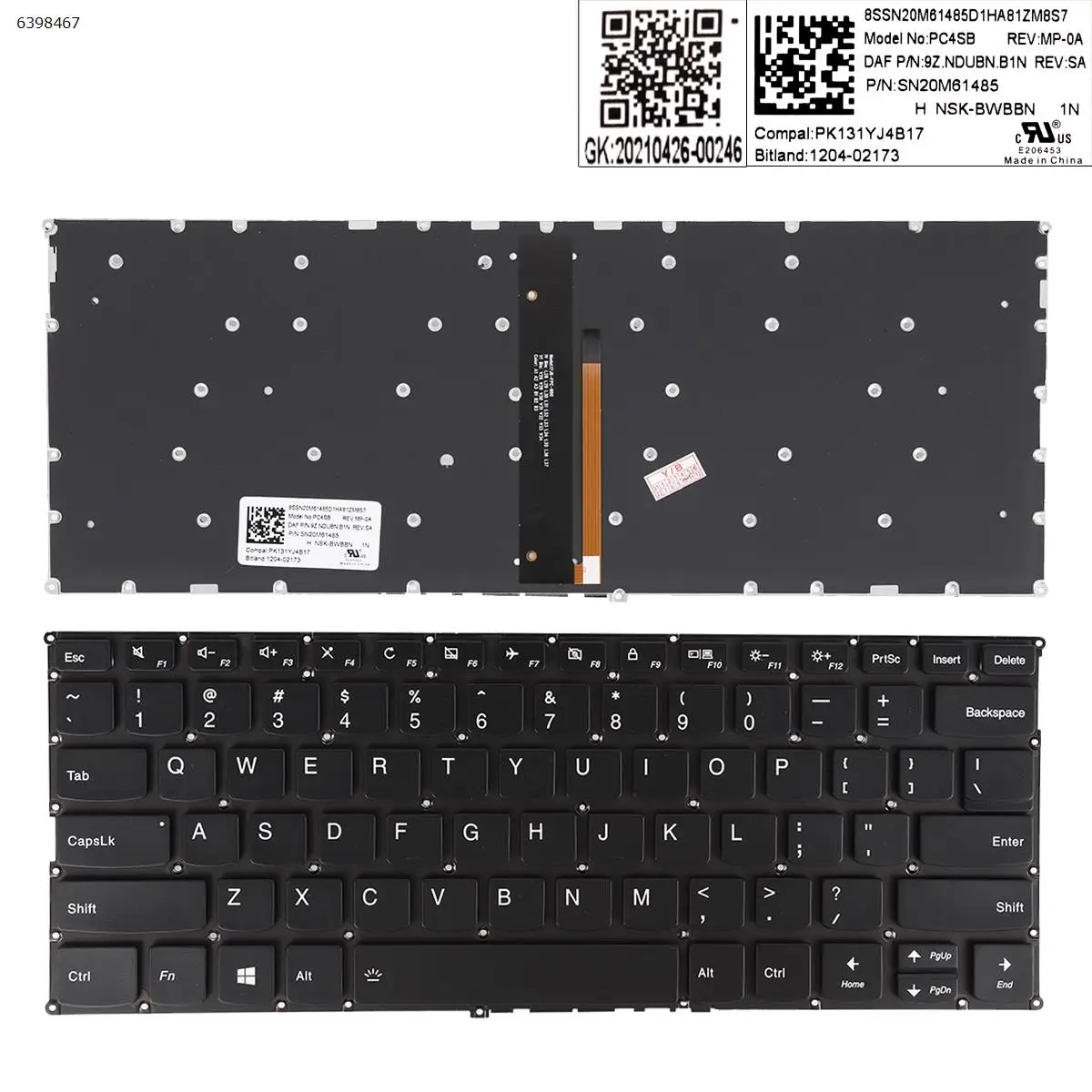 

US Laptop Keyboard for LENOVO ideapad Y700-14ISK Y700-14 BLACK Backlit