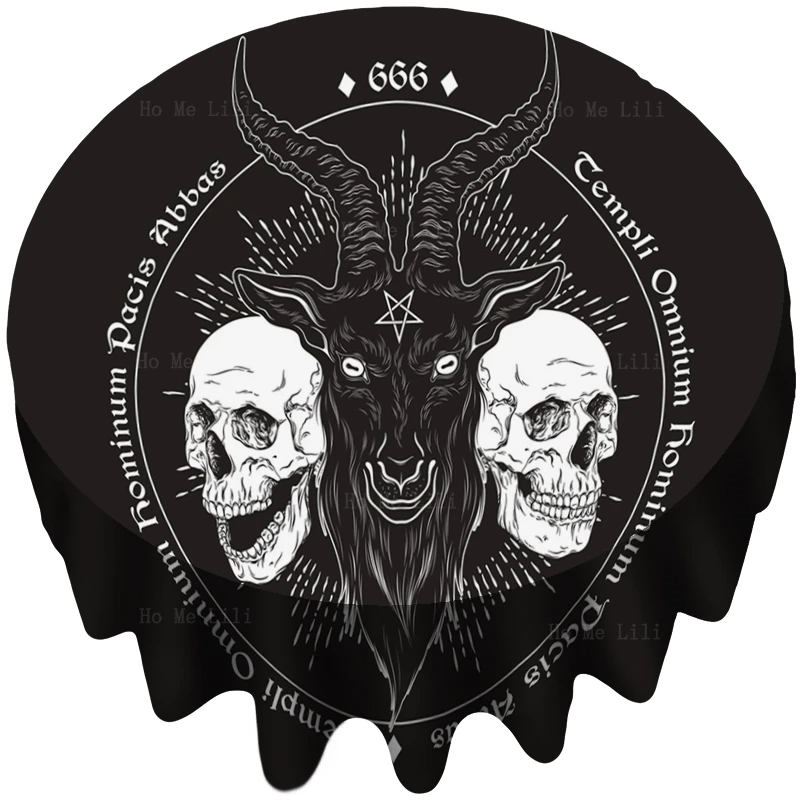 

Devil Pyramid Satanic Eye Goat Head Pentagram Black Gothic Mystical Baphomet Round Tablecloth By Ho Me Lili Tabletop Decor