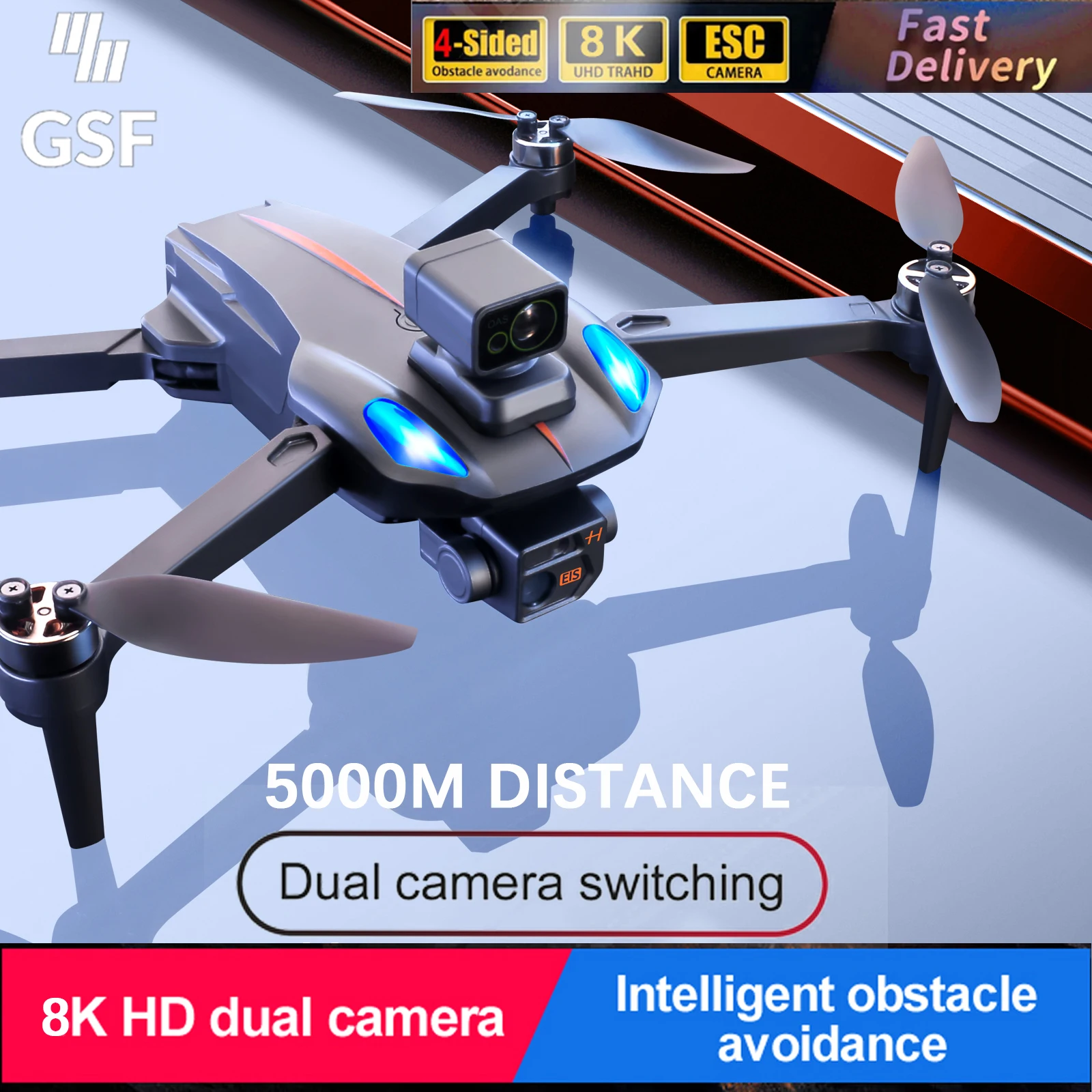 Профессиональный Квадрокоптер GSF K911 MAX 8K с двойной HD-камерой, стандартный Wi-Fi GPS FPV RC 360, функция обхода препятствий, детский Дрон, игрушка