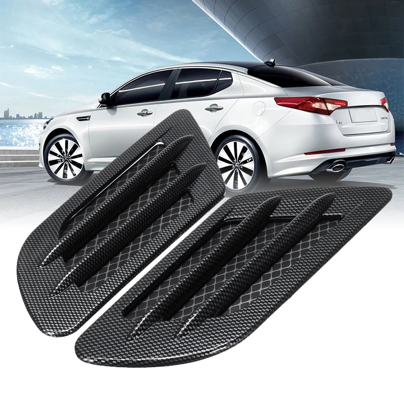 

2pcs Car Carbon Fiber Side Vent Air Flow Bonnet Hood Fender Sticker Decor