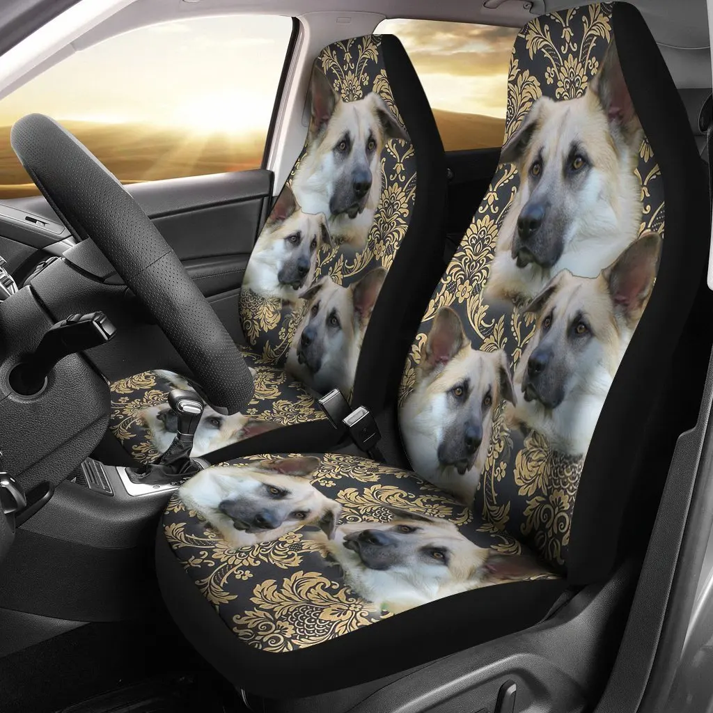 Cute Chinook Dog Print Car Seat Covers Set 2 Pc, Car Accessories Seat Cover