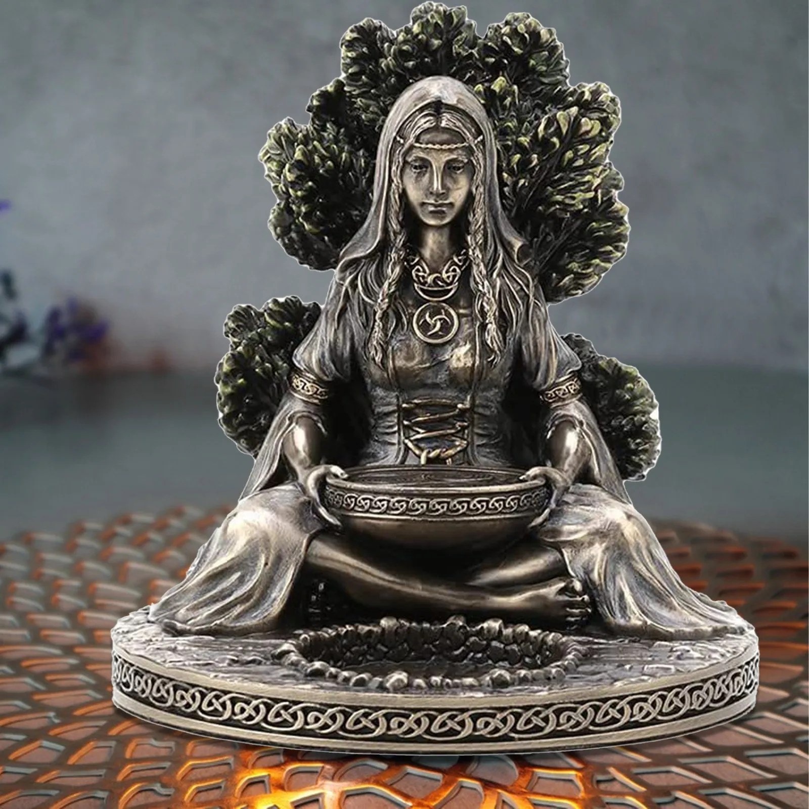 

Celtic Goddess Statue Tealight Candle Incense Candlestick Holder Wiccan Desktop Home Decor Figurine Collectibles