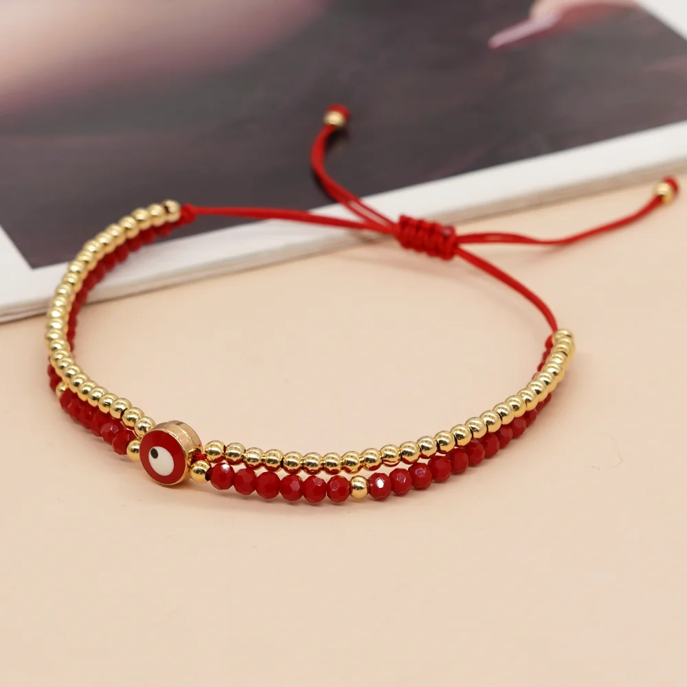 

Multilayer Chains Gold Plated Beaded Evil Eye Bracelets Y2K Boho Jewelry for Women Teen Girl Summer Jewellry Crystal Bracelet