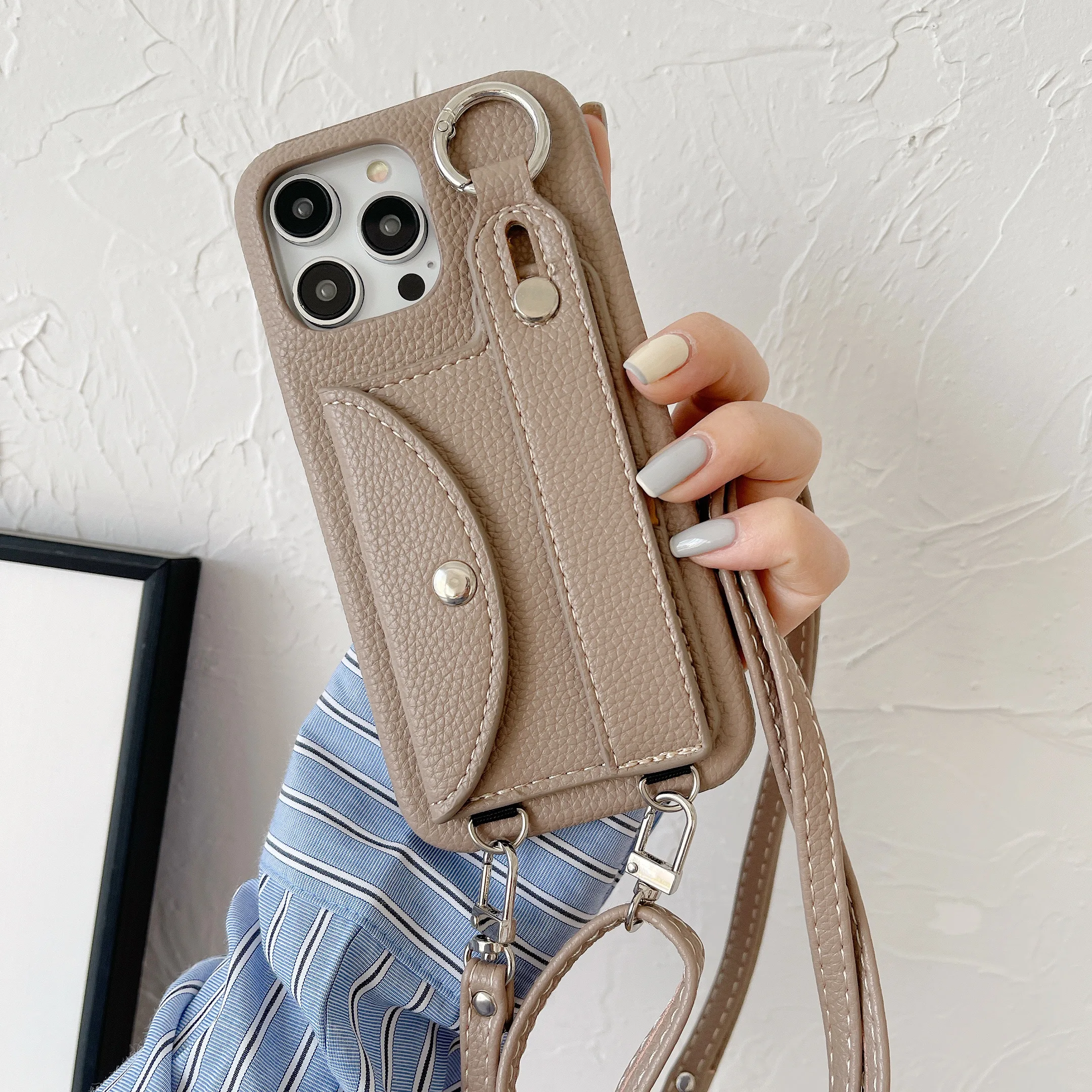 Crossbody Wrist Strap Wallet Leather Cover For iPhone 14 13 12 11 Pro Max 7 8 plus Phone Case With Card Slot Holder Ring Lanyard