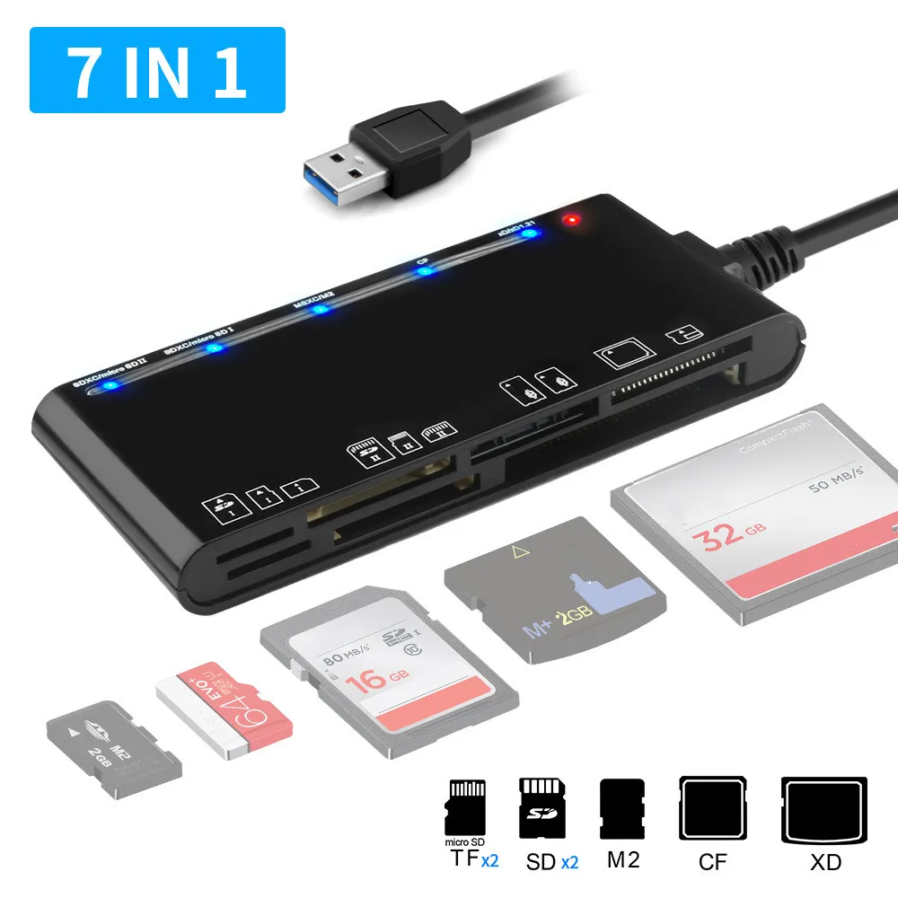 

Устройство для чтения карт памяти Micro SD/SDXC/CF/SDHC, USB 3,0, 1 шт.
