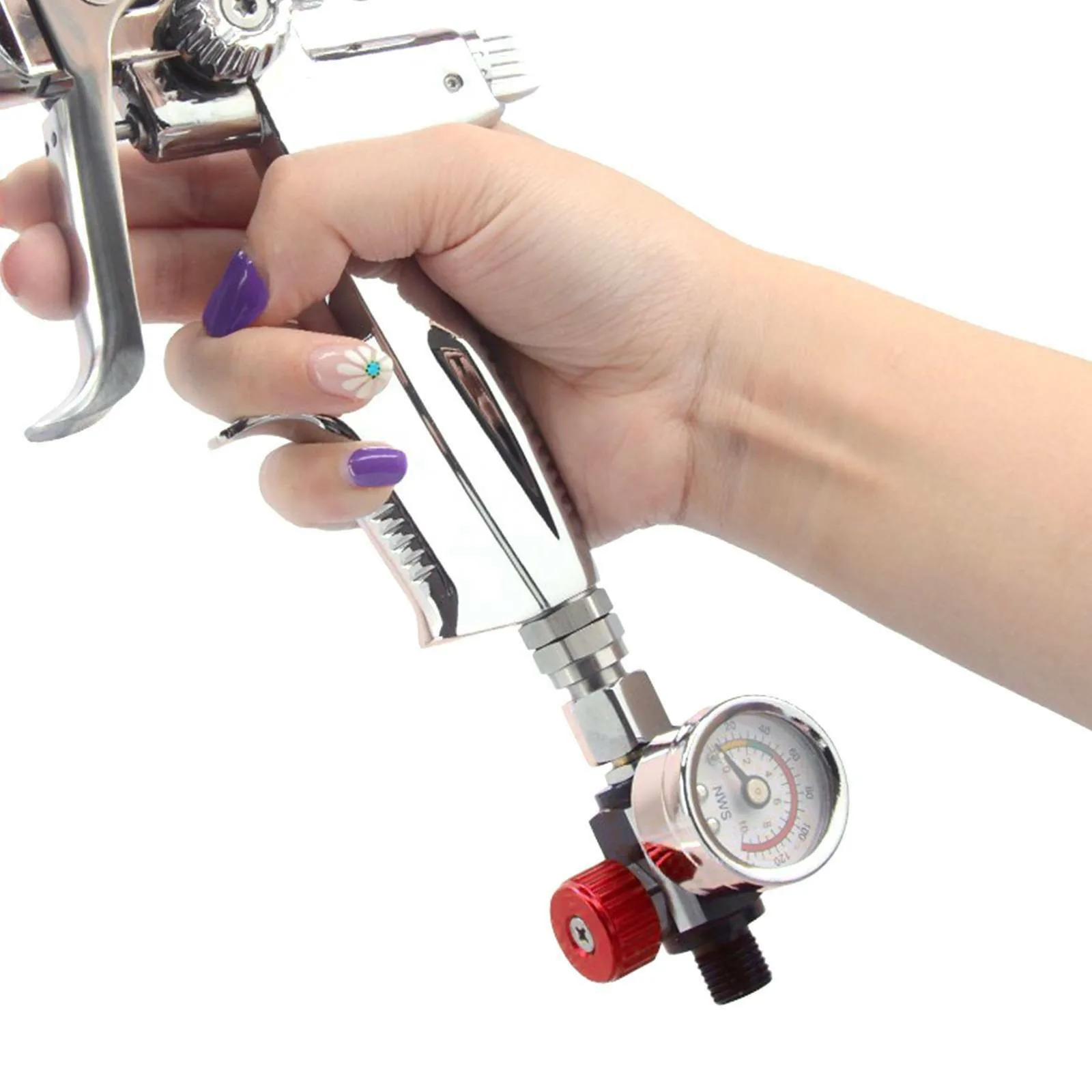 

1/4\" Air Valve Regulator Tool Tail Pressure Gauge Nozzle For SprayGun Mini Durable and practical
