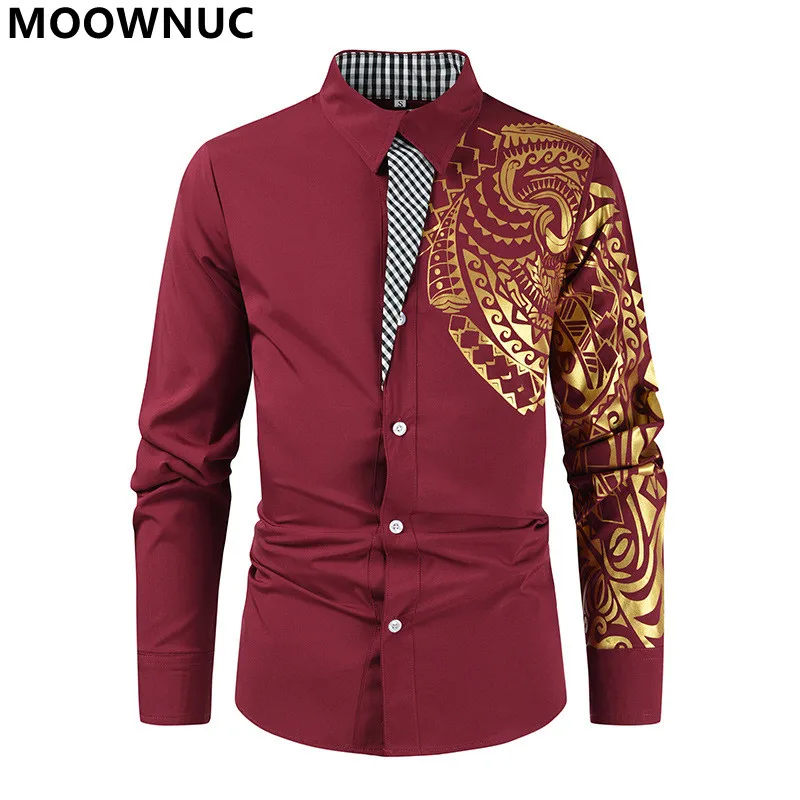 

Новинка весна-осень 2023, Мужская классическая Модная рубашка с длинным рукавом и принтом, мужская повседневная Свободная рубашка большого размера