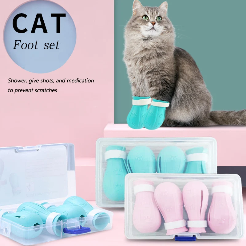 

Cat Claw Cover Adjustable Anti-Scratch Prickly Nail Glove Cat Paw Protector Boots for Grooming Bathing Shaving Pet Supplies