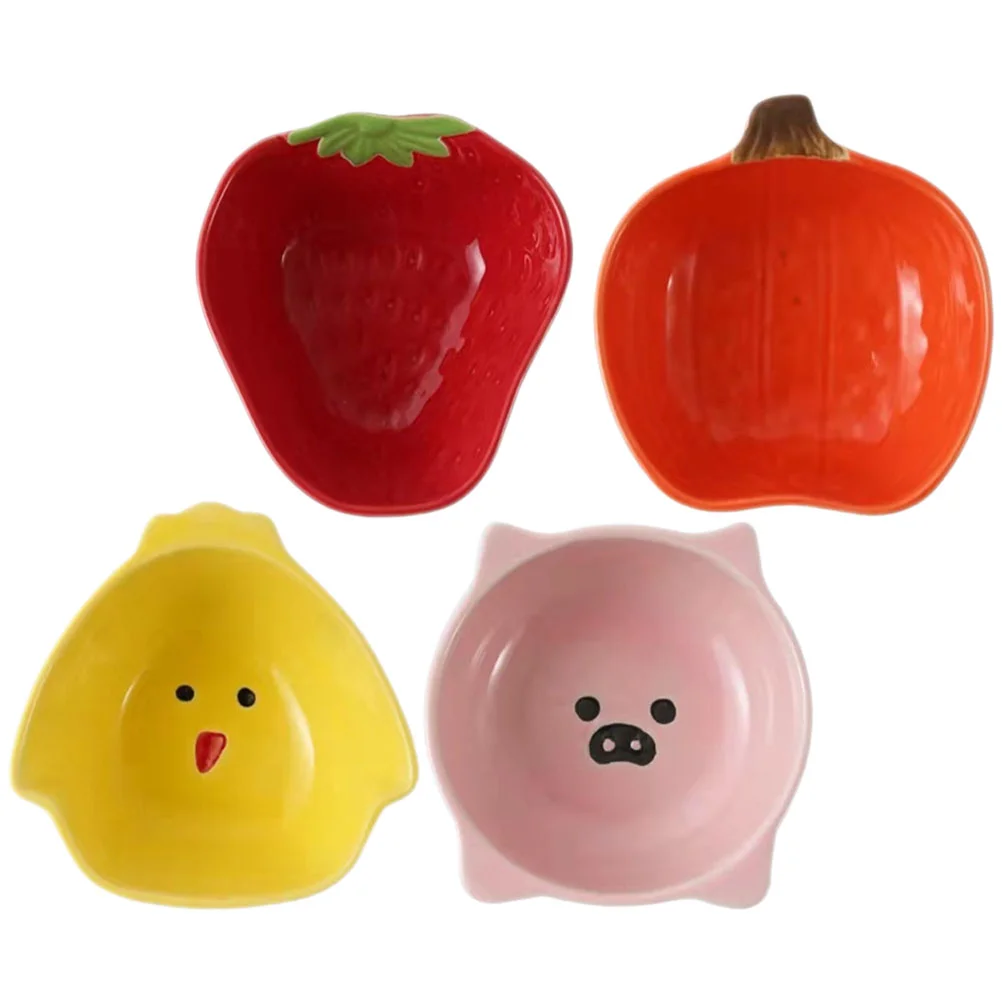 

4 шт. мультяшная тарелка, Сервировочная плитка, милая керамическая плитка, маленькая керамическая миска для соуса, керамическая подставка для соуса