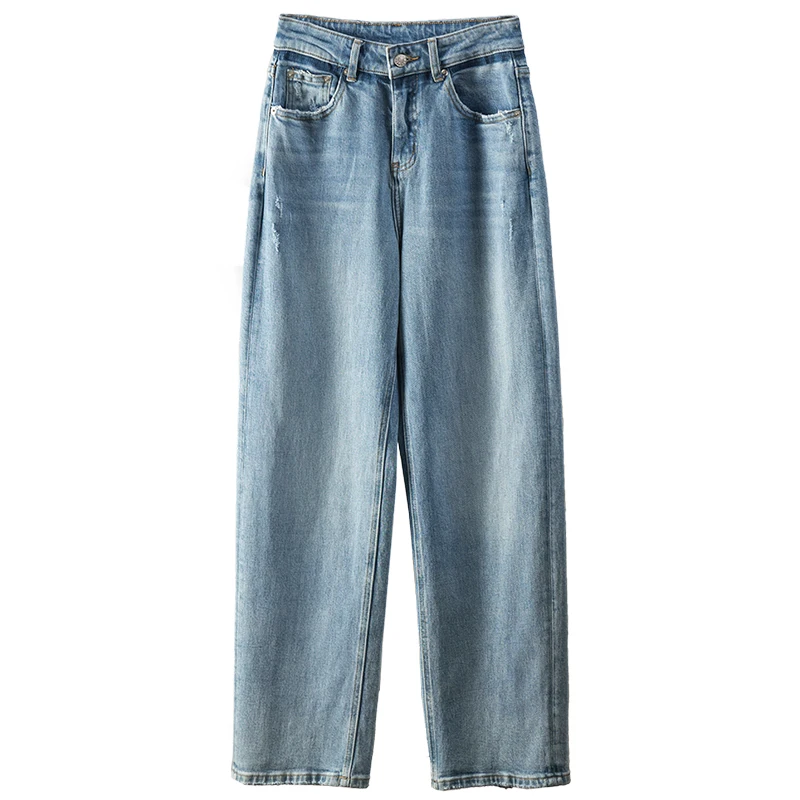 90% Cotton Denim Pants Women Jeans New Spring Summer 2023 Cargo Pants Women  Full Length  Ripped  HIGH WAIST Casual