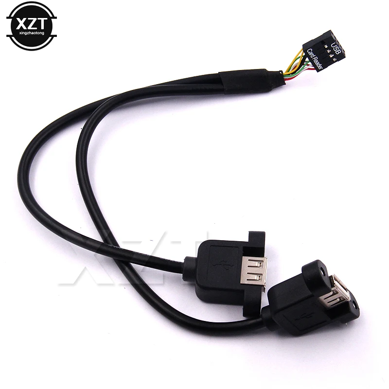 

1pcs High Quality 30cm Motherboard Internal 9pin Pitch 2.54mm to Dual Port USB 2.0 A Female Screw Lock Panel Mount DATA Cable