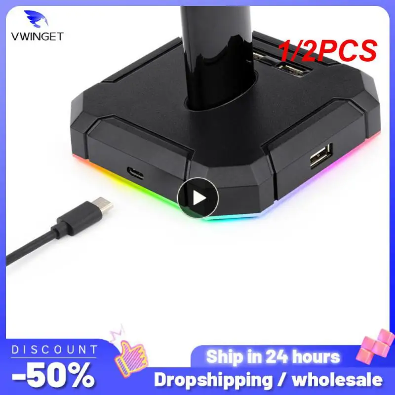 

1/2PCS SCEPTER HA300 RGB Headphones Stand with 4 USB 2.0 HUB Ports,Headphone Holder for Gamers Gaming computer PC Desk