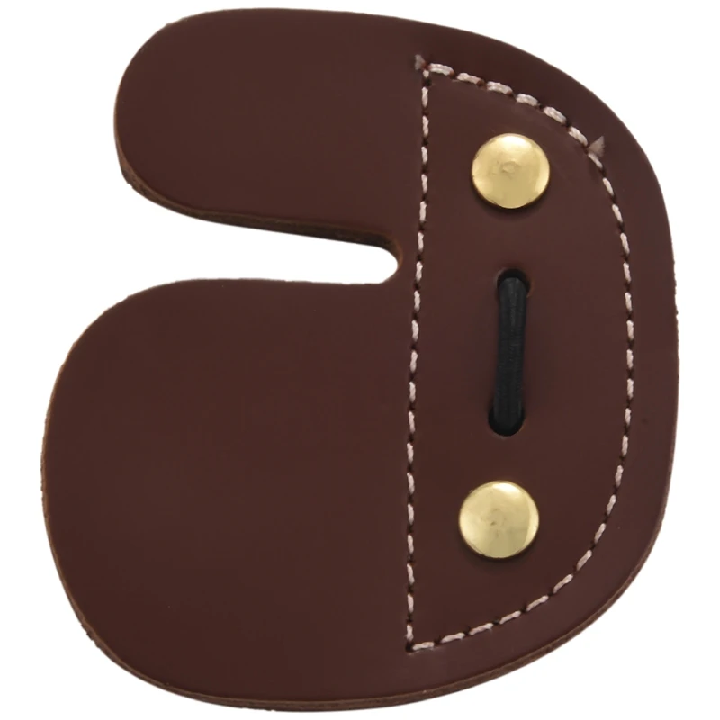 

Cowhide Archery Finger Tab For Recurve Bows Hunting Finger Protector Brown