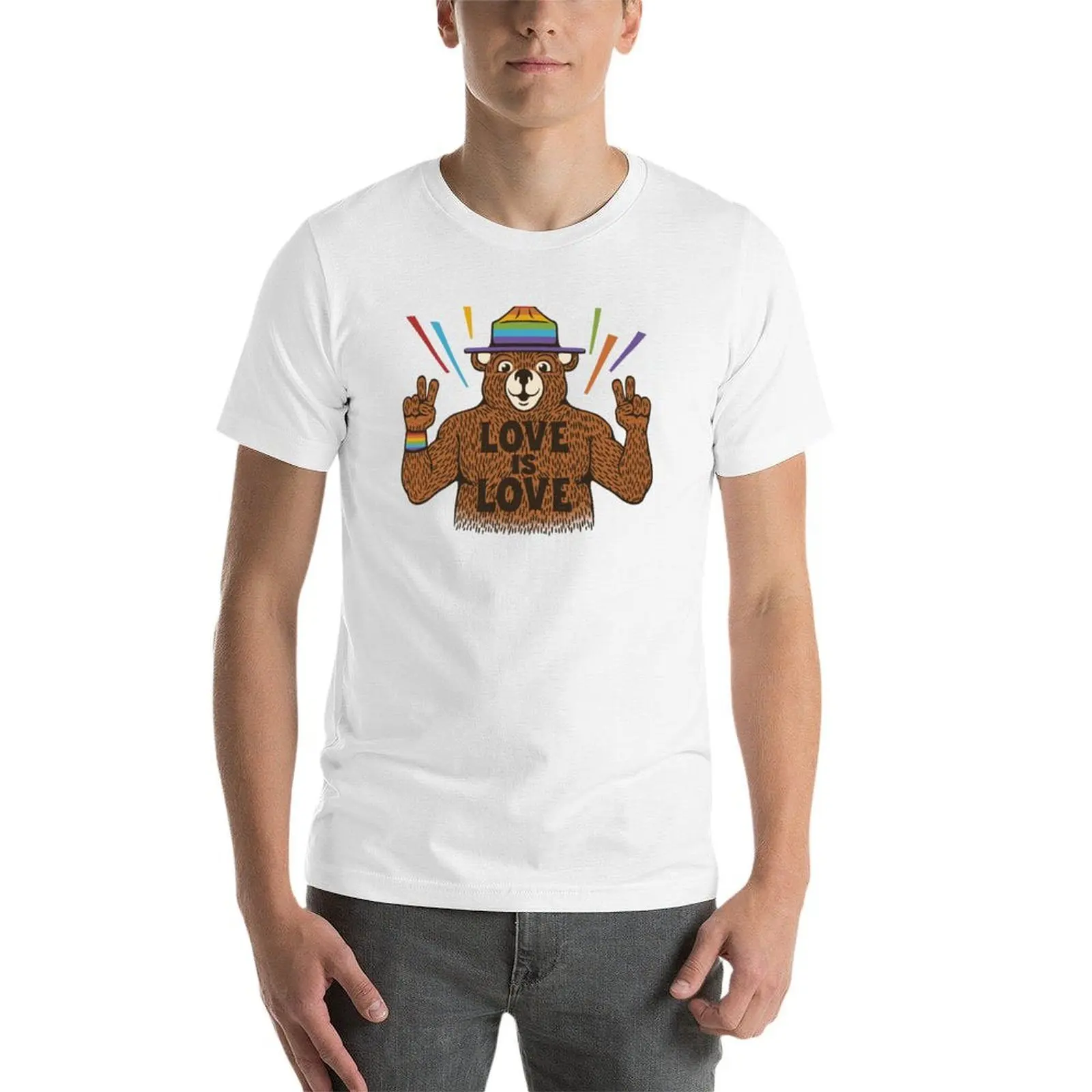 Фото Футболка Love is Love Bear Pride Flag от Tobe Fonseca, мужская футболка из 100% хлопка, футболка с индивидуальным принтом №4