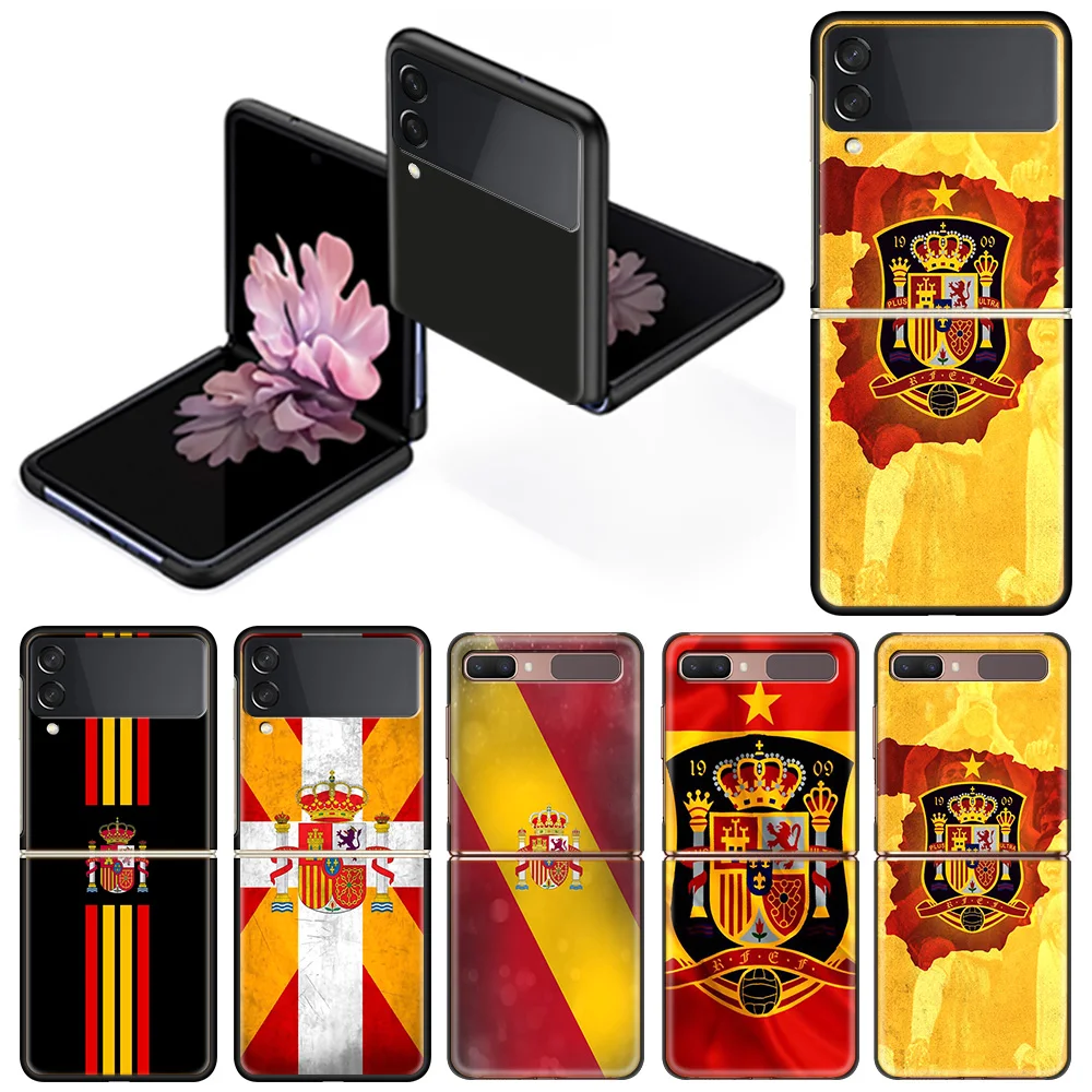 

Spain Spanish Flag Case for Samsung Galaxy Z Flip3 5G Flip 4G Shockproof Capa 6.7 Inches Black Hard PC ZFlip 3 Phone Covers