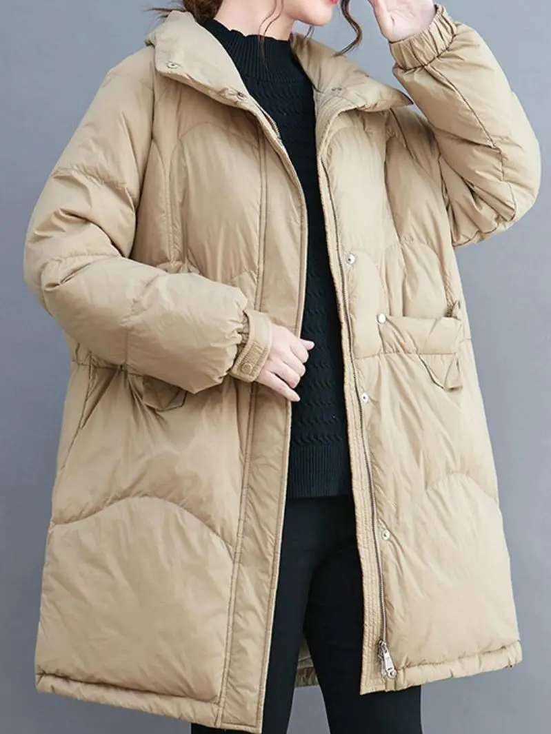 Winter New Stand-up Collar Zipper Parkas Mid-length Fashion Simple Down Coats Thickened Warm And Comfortable Casual Jacket 2022