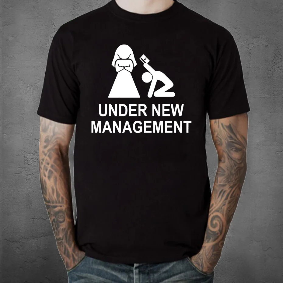 

Under New Management Bachelor Wedding Party Men's T-Shirt Groom T Shirt Men New Game Over Marriage Cotton Casual Tops Tee Shirt