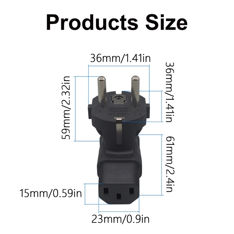 Прямоугольный адаптер питания EU4 8 мм — C13 2-контактный преобразователь папа-мама