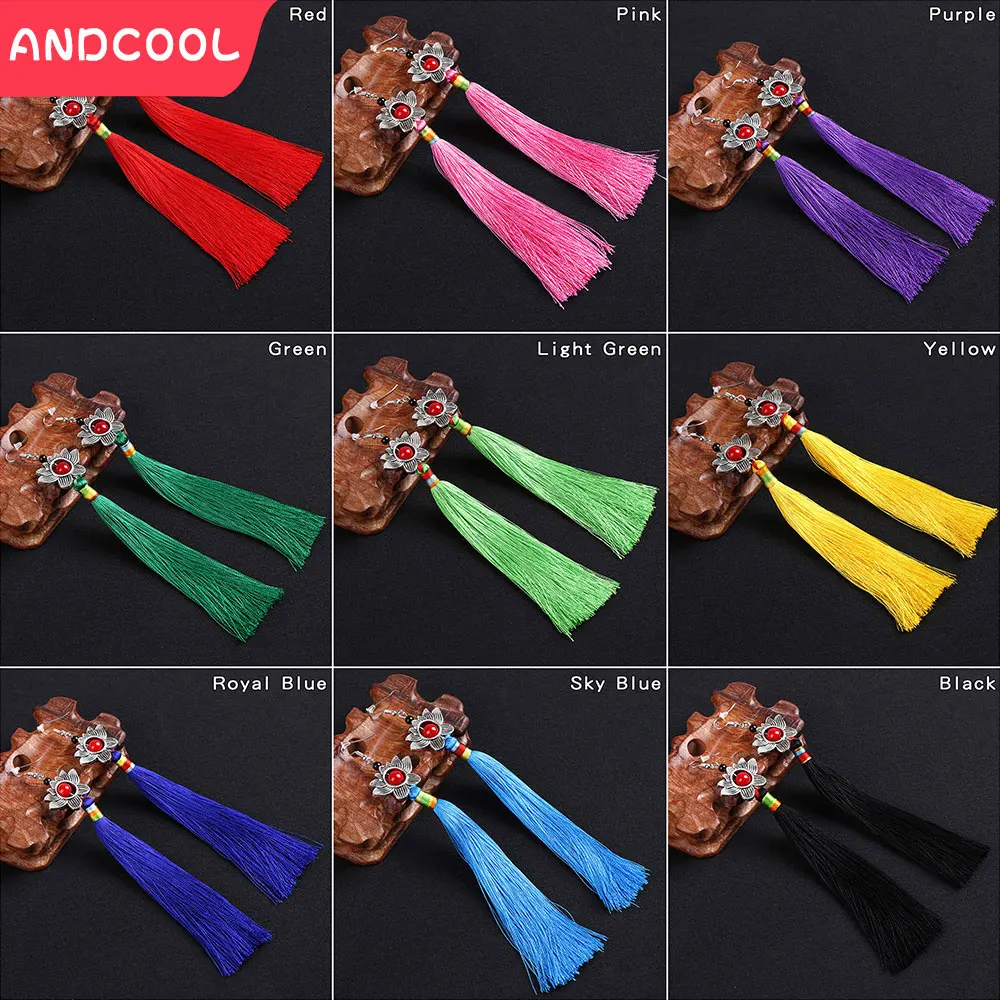 Женские этнические розовые серьги Винтажные серьги-кисточки женские черные