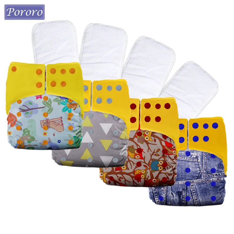 

All In Two Washable Baby Cloth Diapers Set Eco-friendly 2 Pockets Ecological Adjustable Nappies Reusable Diaper One Size 3-15kg