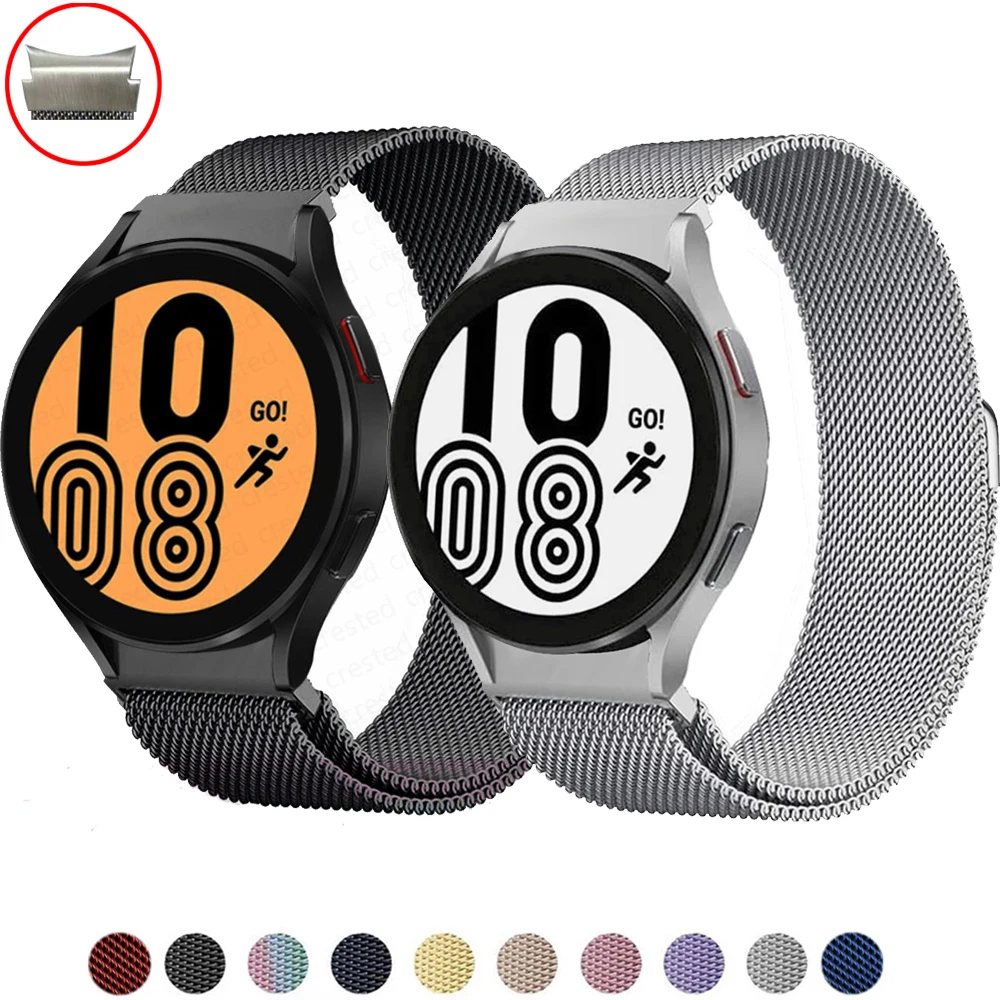 

No Gaps Magnetic Loop Strap For Samsung Galaxy Watch 4 Classic 46mm 42mm/Watch 5/5pro/4 44mm 40mm Band Curved end Metal Bracelet