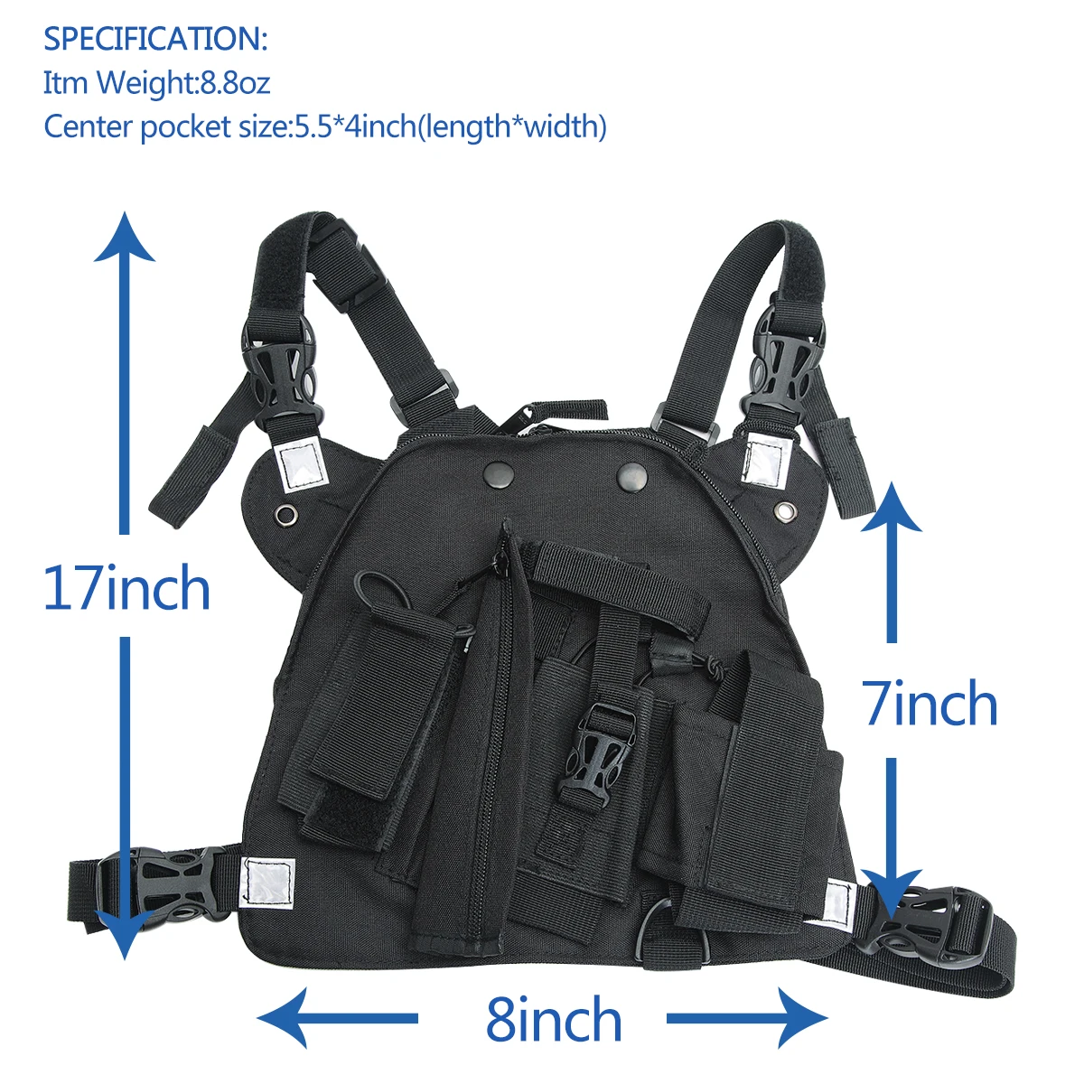 ABBREE Hands Free Chest Harness Bag Holster for Baofeng UV-5R TYT WOUXUN Motorola Yaesu Walkie Talkie (Rescue Essentia