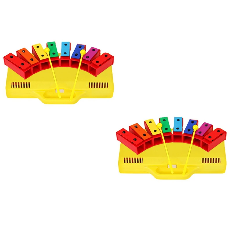 

2 Set Xylophone Glockenspiel 8 Notes Chromatic Resonator Bells With Yellow Case