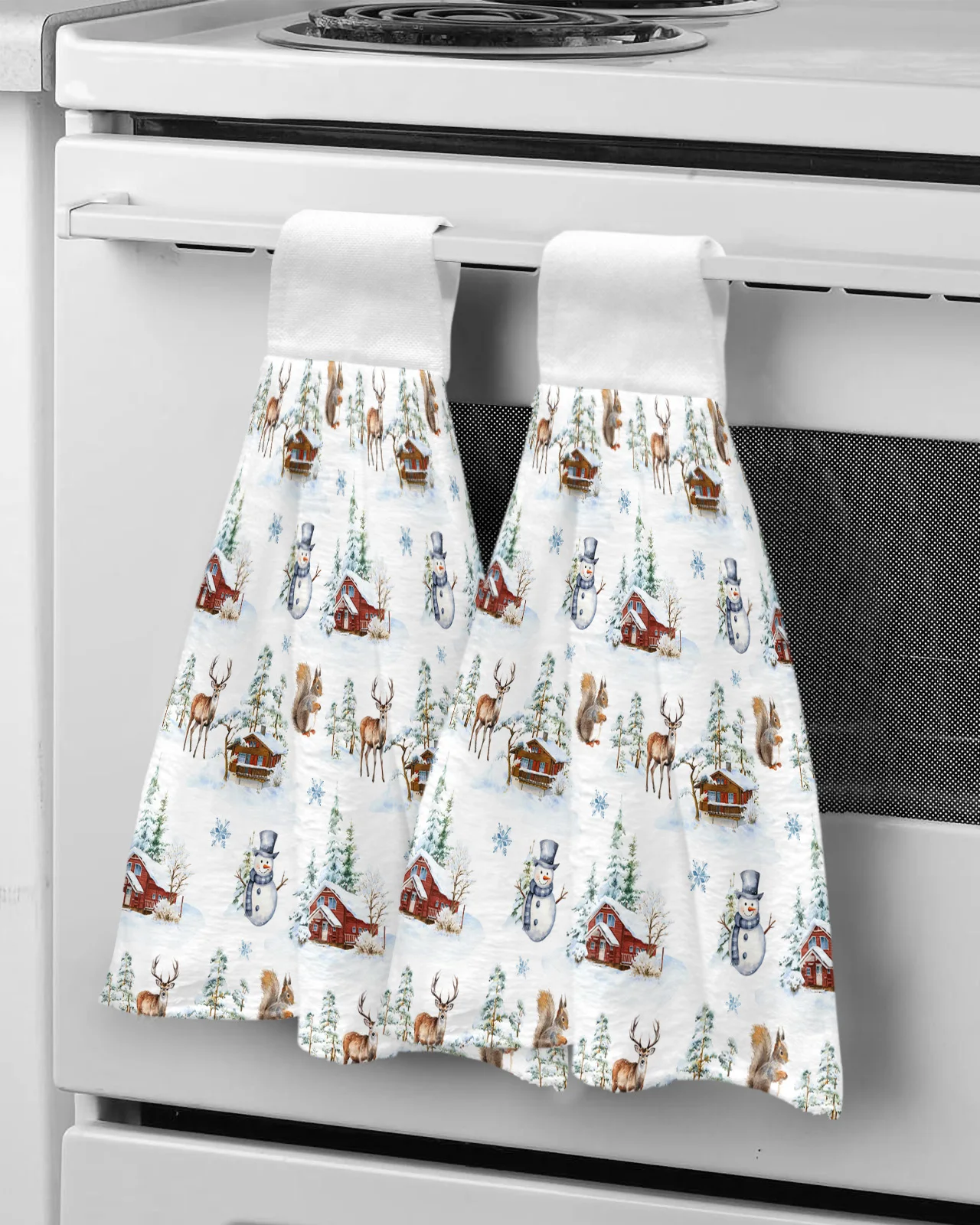 

Рождественский фермерский Снеговик Лось полотенца для рук из микрофибры подвесная ткань быстрая фотография рождественское кухонное полотенце