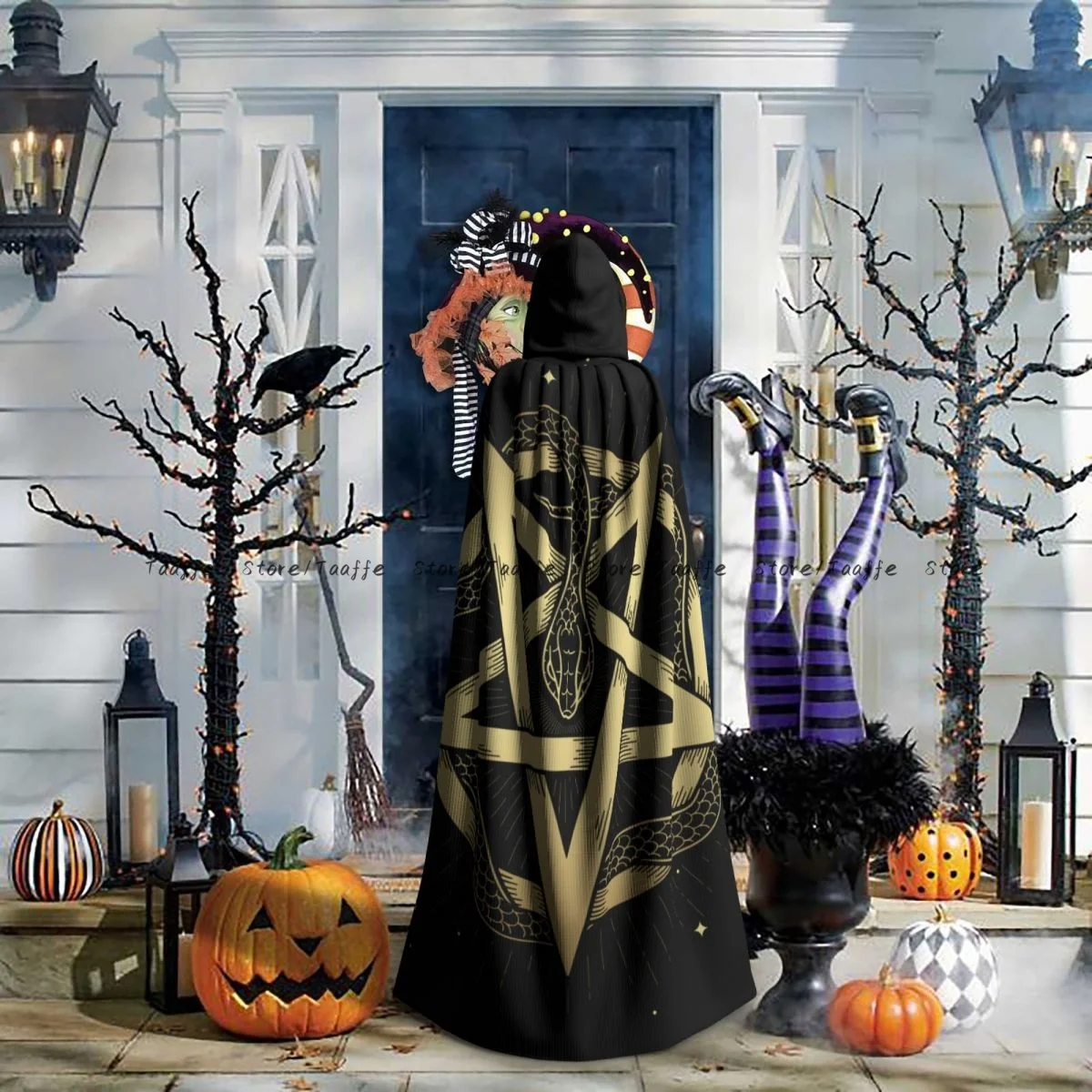 Средневековая накидка для косплея на Хэллоуин пальто с капюшоном Золотая