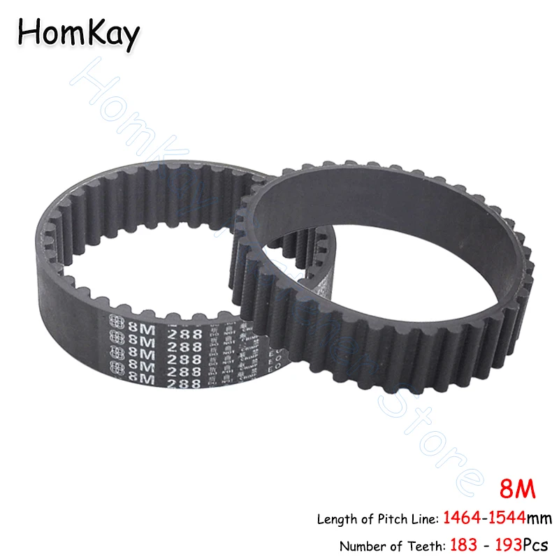 

8M Timing Belt Rubber Closed-loop Transmission Belts Pitch 8mm No.Tooth 183 184 185 186 187 188 189 190 - 193Pcs width 15-40mm