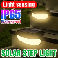 led solar stair light solar step lamp outdoor garden spotlight decoration stair wall lampada solar charging with light sensing