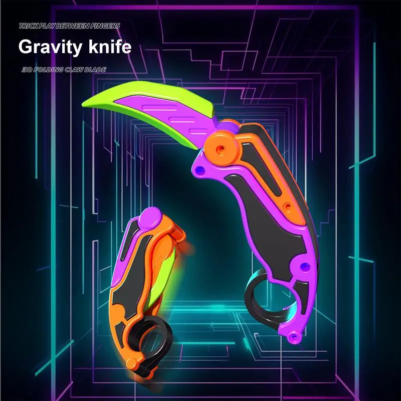 

3D Gravity Claw Knife Fidget Toys Stress Relief Folding Butterfly Claw Gravity Knives Jumping New Quick Push Decompressions Toy