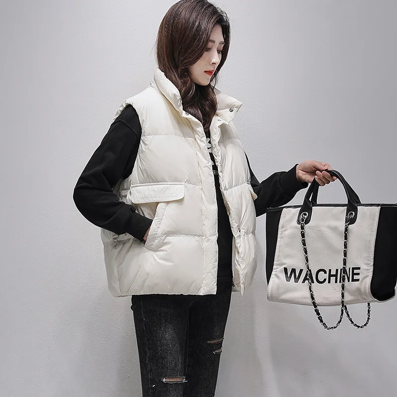 Lightweight Short Shirt Thin Down Jacket Women's Vest Winter 2023 Oversize Demi-season Parka New In Outerwear  Blouses