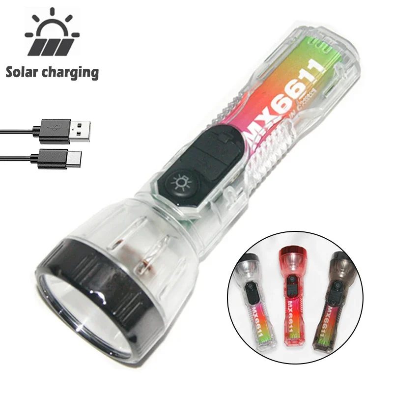 Портативный Светодиодный Фонарик На Солнечной Энергии С Перезаряжаемым микро-USB