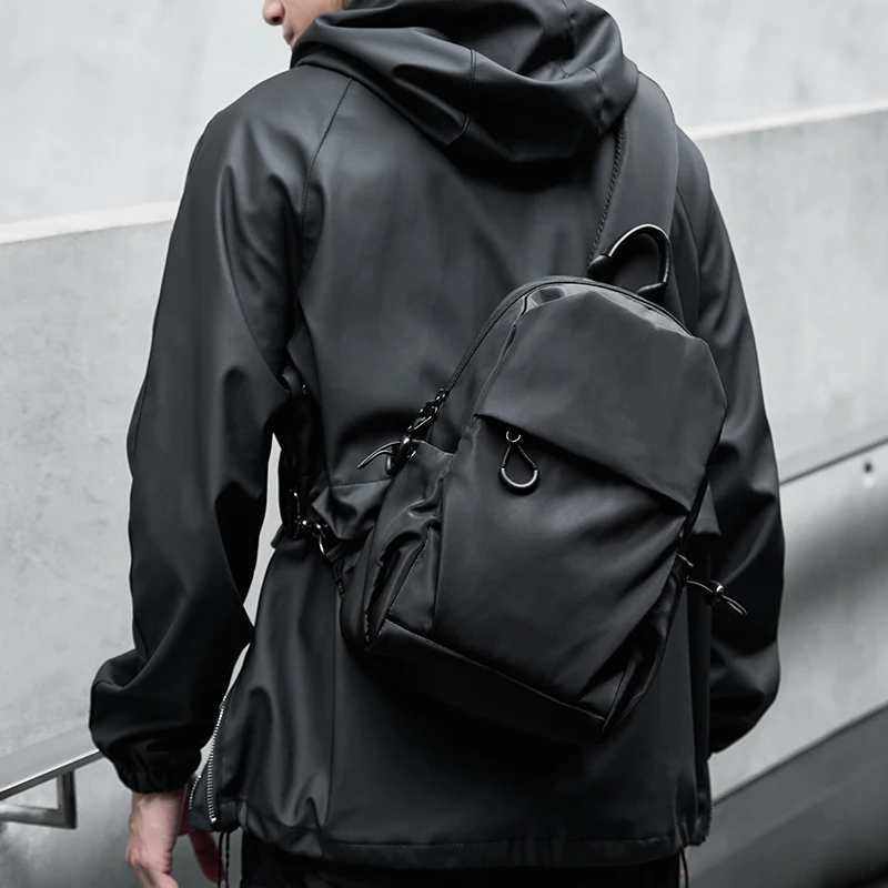 

Men's Simple USB Crossbody Bag Fashion 11inch IPad Large Capacity Waterproof Multiple Pocket for Men Premium Nylon Shoulder Bag