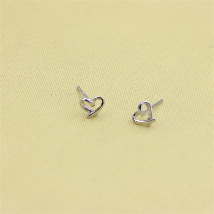 

ZFSILVER Fashion Lovely Real 925 Sterling Silve Kroean Sweet Design Heart Stud Earring Jewelry For Women Charm Party Girl Gift