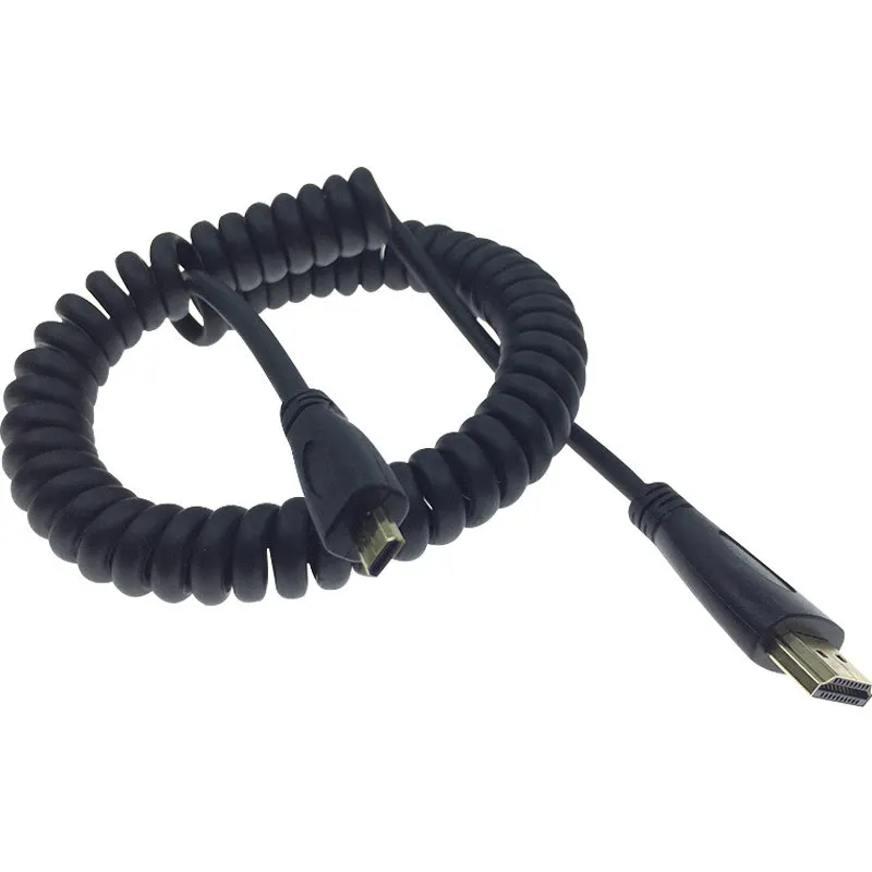 

Coiled Spring High-Speed Micro HDMI-compatible To HDMI-compatible Cable Audio for Projectors Monitors TV LCD Laptop PS3