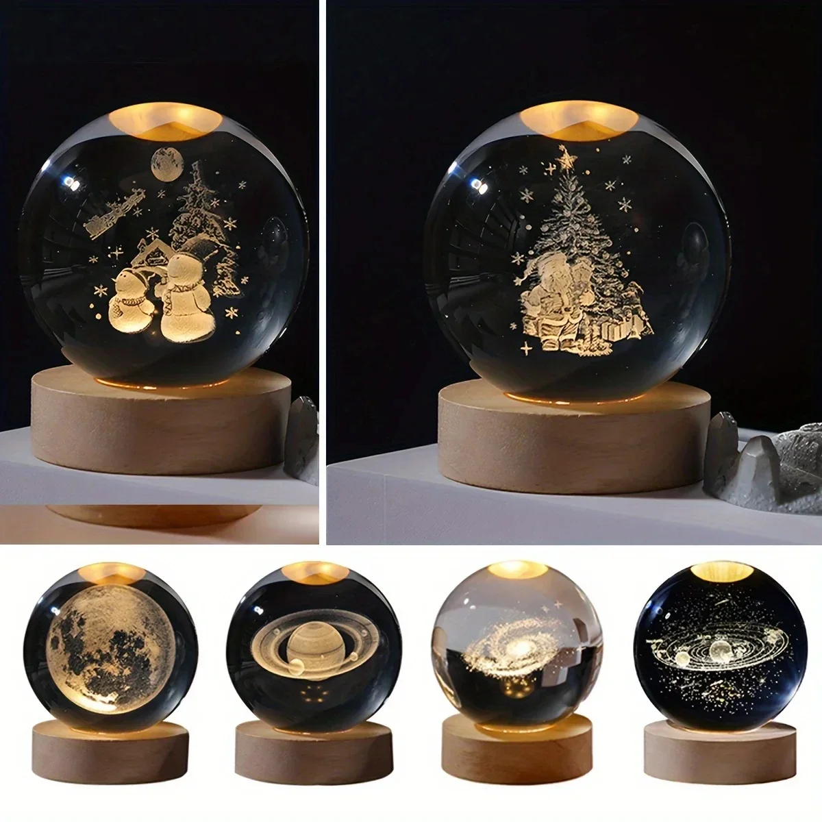 2025 НОВАЯ ПРОДАЖА 3D хрустальный шар настольная лампа с питанием от USB Galaxy