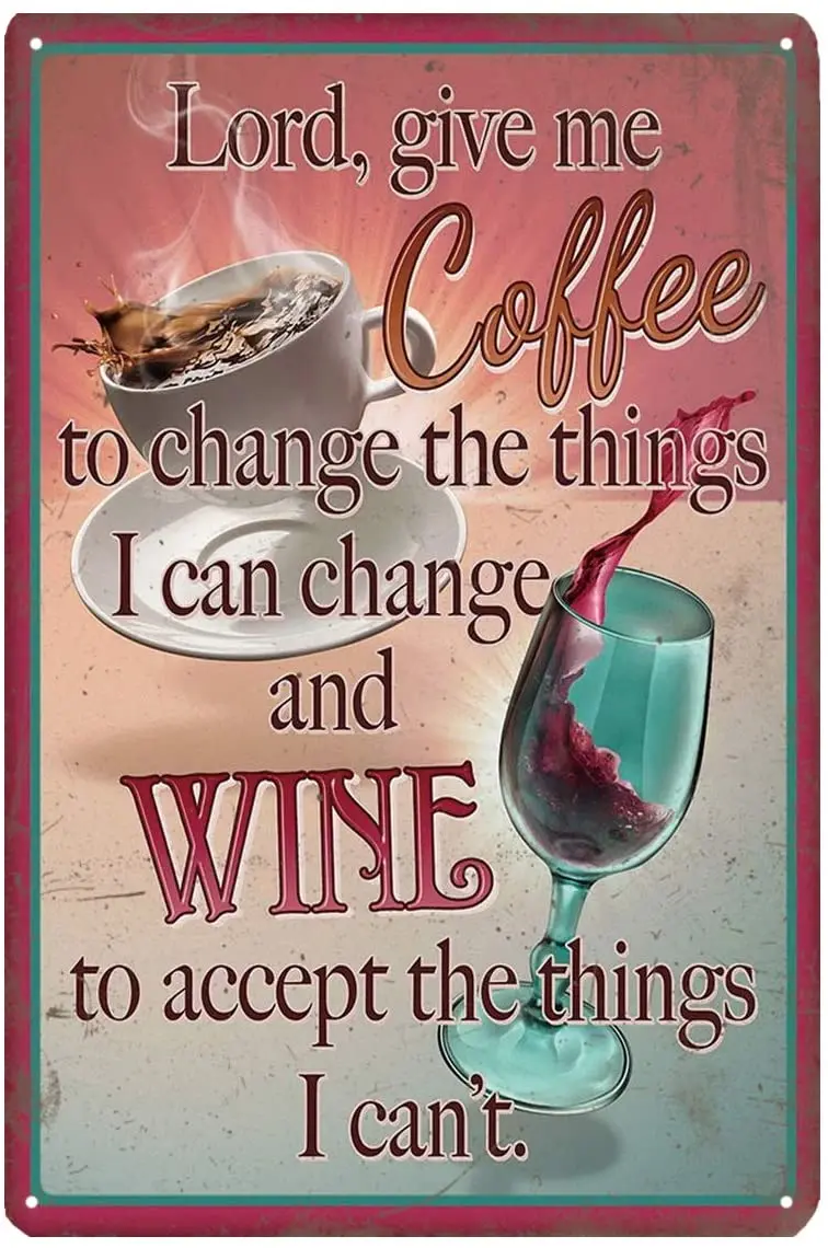

Funny Coffee & Wine Metal Sign Home Kitchen Office Bar Garage Wall Decor