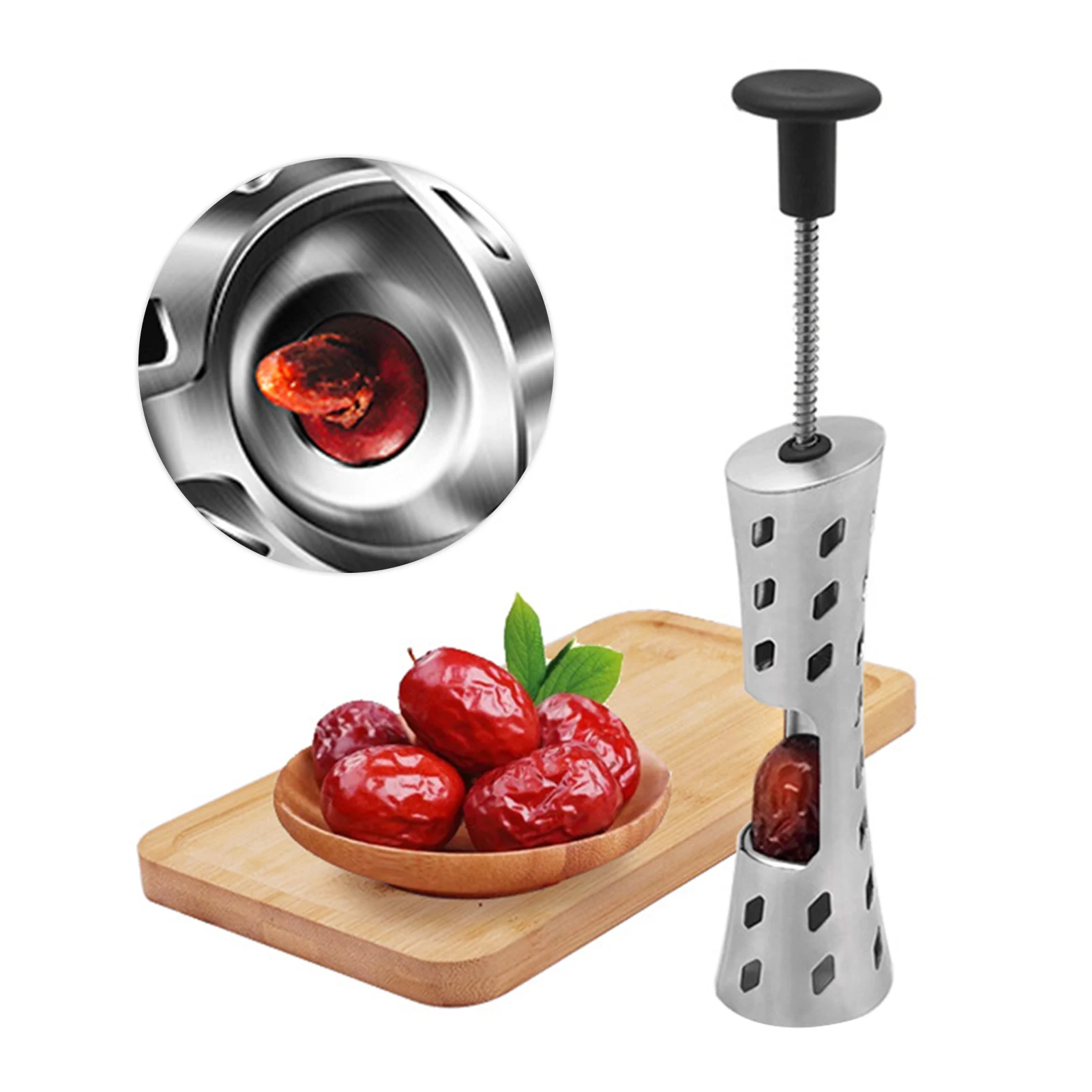 

Износостойкий кухонный инструмент Cherry Pitter, прочный Боярышник из нержавеющей стали, оливковый, для удаления красных дат, ручное средство для...