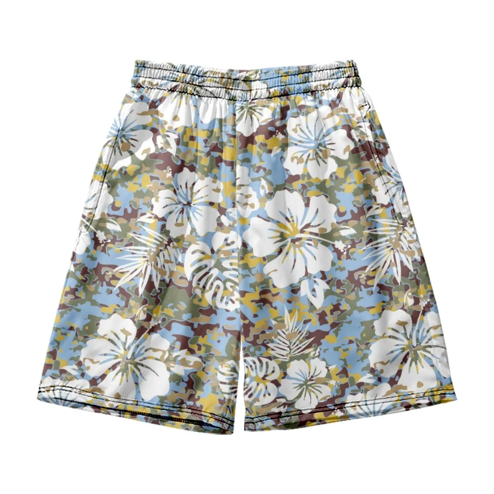 

Camouflage flowers Print Loose Men's Shorts Beach Couples Hawaiian Style Shorts Home Pajama Shorts