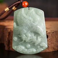 hot selling natural hand carve jadeite grand eagle great exhibition hongtu necklace pendant fashion jewelry men women luck gifts